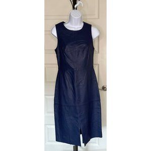 Banana Republic Navy Blu Super Soft Leather Midi Sleeveless Dress - size 2